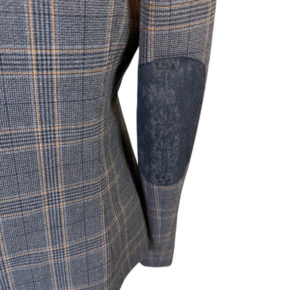 Tahari Arthur S. Levine Plaid One-Button Blazer Size 12 Gray Brown Suit Jacket - Picture 6 of 9